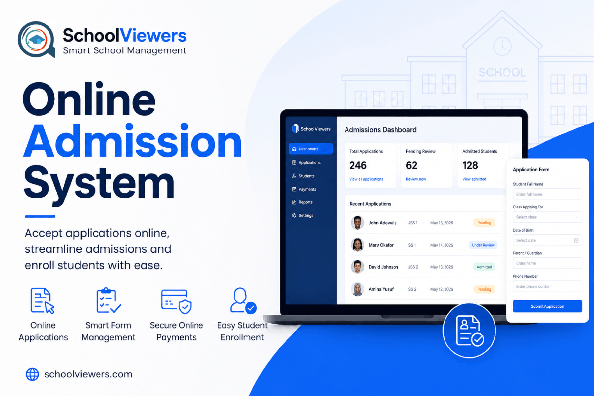 Online admission system interface showing student registration forms and enrollment tracking workflow
